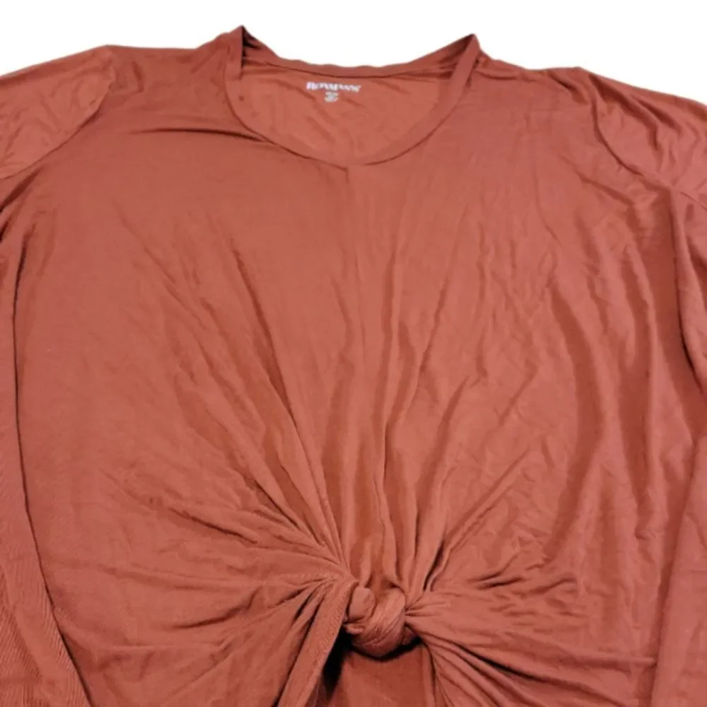 Roaman's Top Size 3X 30 /32 Plus Size T-Shirt High Low T-Shirt Knotted Waist Top - Picture 4 of 6